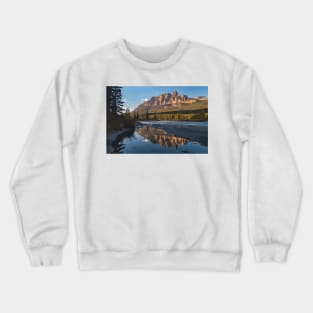 Castle Mountain Water Reflection Digital Painting Crewneck Sweatshirt